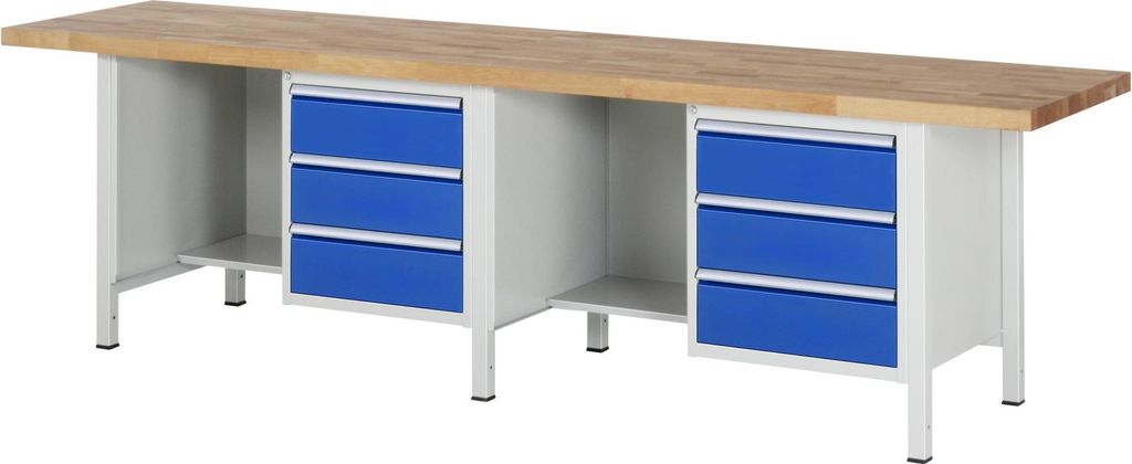 Rau Werkbank höhenverstellbar 8452A2, B3000xT700xH840-1040mm, 6x Schublade-TA