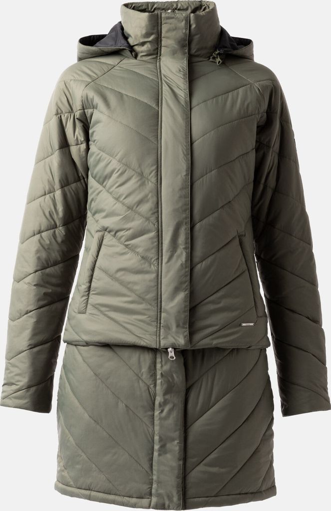 Horze Aurora Gefütterte Damen Parka Reitjacke mit abnehmbarem Rock, Grün, 36