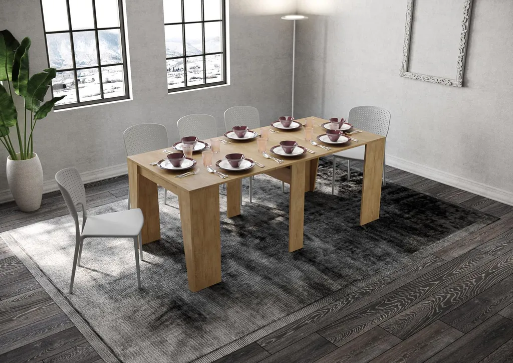Console table de repas extensible 90cm Anvar Small chêne naturel - 3