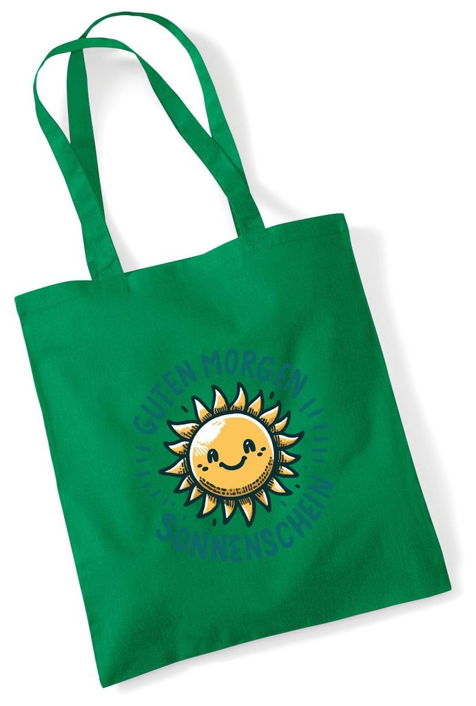 Huuraa Jutebeutel Guten Morgen Sonnenschein Sonne 10 Liter Kelly Green Baumwolle Tasche Geschenkidee