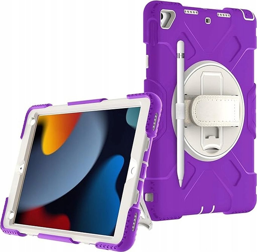 Tasche für iPad 9/8/7 10.2" Gepanzert mit Schwenkständer Lila