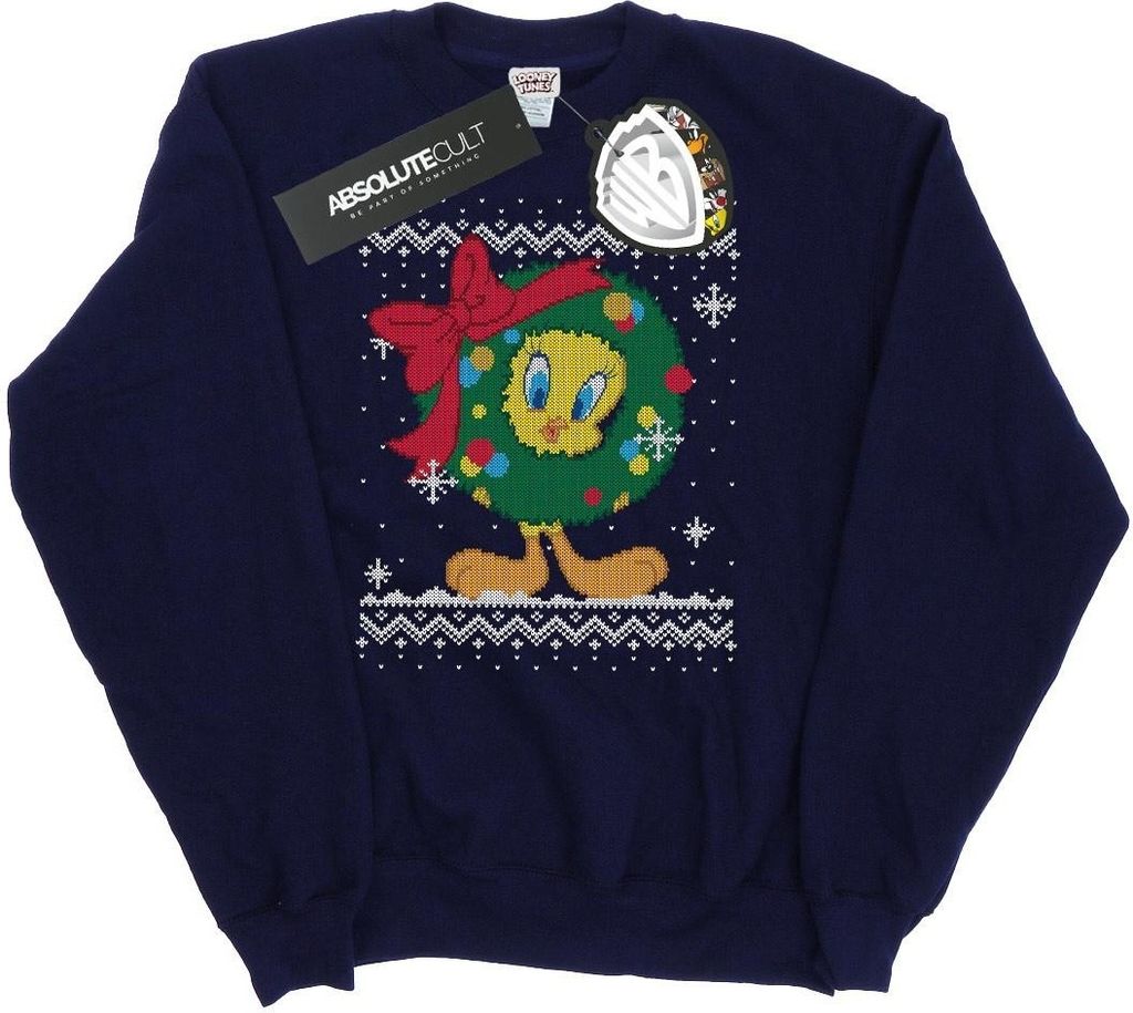 Looney Tunes - "Tweety Pie Christmas Fair Isle" Sweatshirt für Damen BI8333 (XXL) (Marineblau)