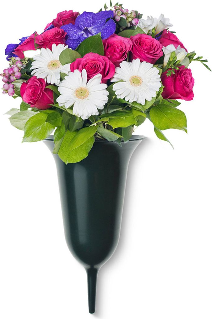Trichter Grab-Vase mit Erdspieß frostsicher grün 30 cm