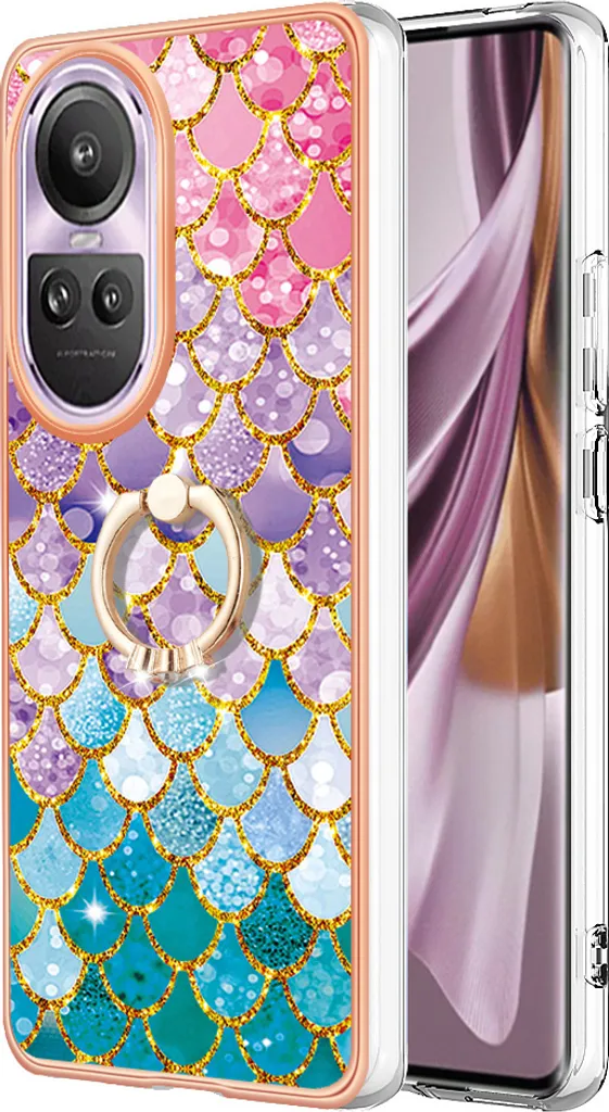 Custodia per Oppo Reno10 Pro 5G, custodia protettiva in silicone TPU a fantasia con supporto ad anello Colorato