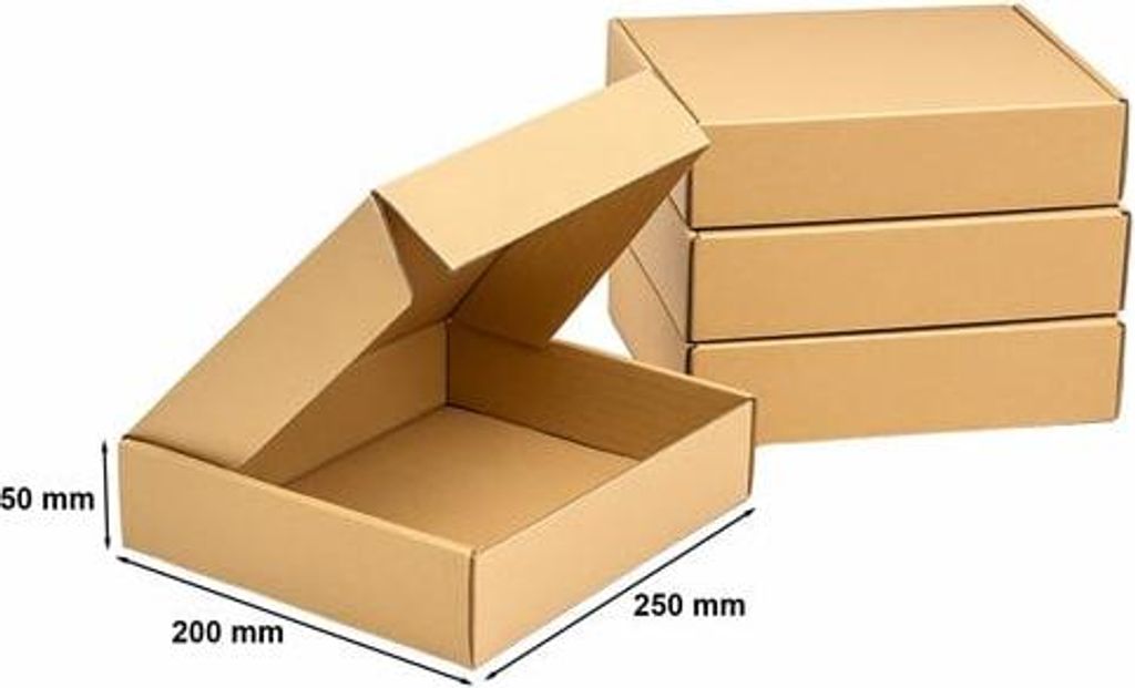 Karton 250 x 200 x 50 mm FEFCO 426 Braun Grau Set 100 Stück