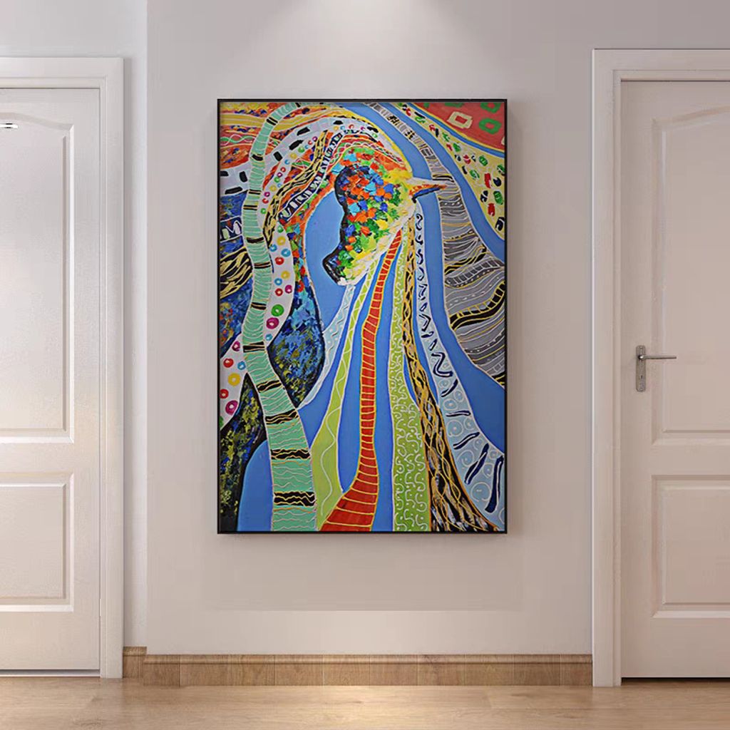 Fine Asianliving Ölgemälde 100% Handgemalt 3D Texture Rahmen Schwarz 90x120cm Pferd Mehrfarben