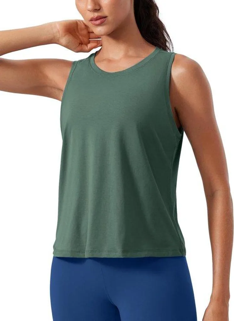 Crop top sport anti-irritation en coton - Débardeur court col montant