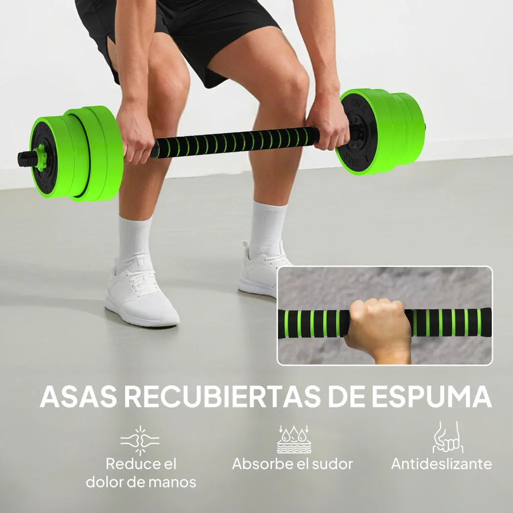 Kit de Musculation Modulable 30 kg : Haltères, Kettlebell et Pompes Vert - 6