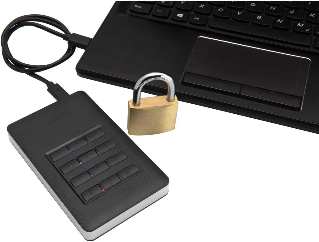 Hard Disk Verbatim 1TB Secure 53401: USB 3.1 e Keypad AES 256-bit - 8