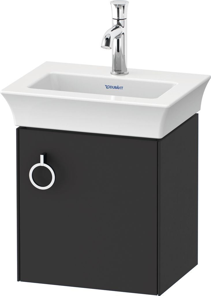 Duravit White Tulip, Waschtischunterbau wandhängend, Breite 384 x Tiefe 298mm, mit 1x Tür Anschlag rechts, mit Griff, WT4250R5858
