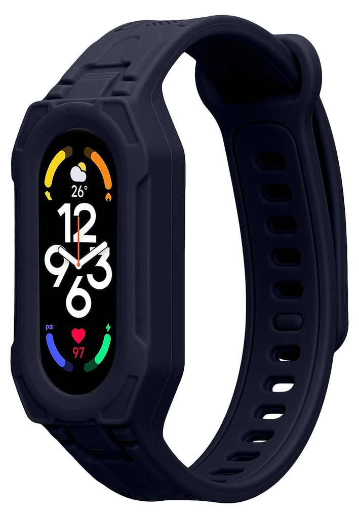 kwmobile Sportarmband kompatibel mit Xiaomi Smart Band 10 / Smart Band 9 / 8 7 6 5 4 3 - Armband TPU Silikon für Fitnesstracker - mit Schutz Bumper