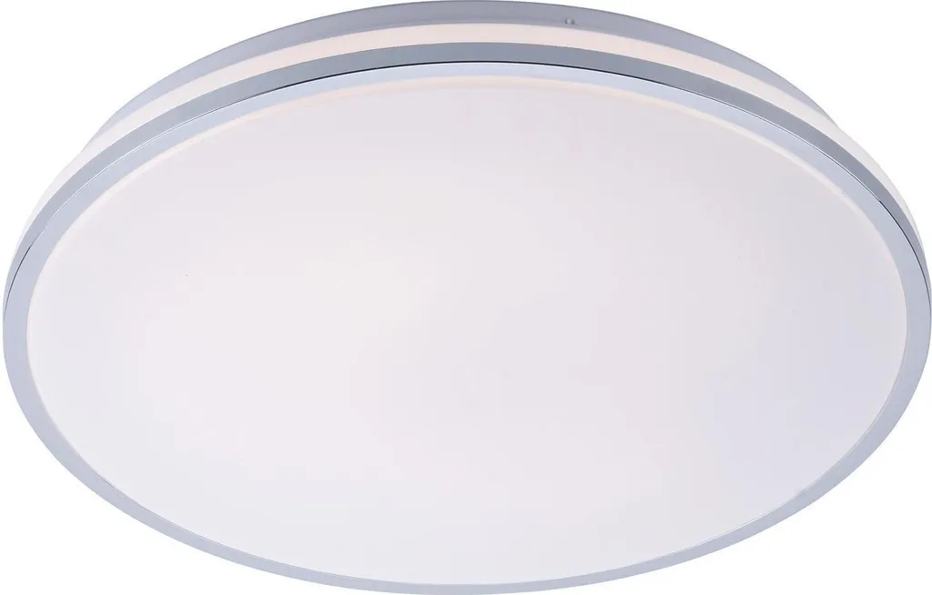 Plafonnier LED IP44 Chrome et Blanc Rond D 49 cm - Éclairage Moderne