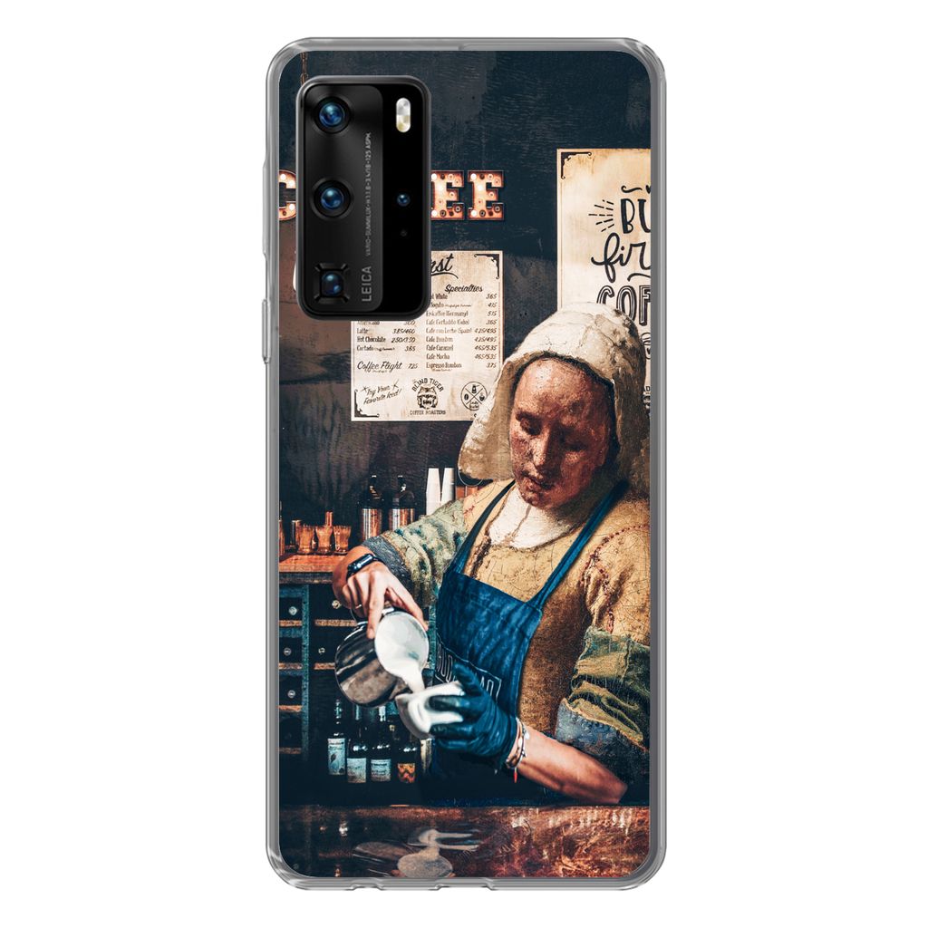 MuchoWow Handyhülle Schutzhülle Hülle für Huawei P40 Pro Milchmädchen - Barista - Kaffee - Cappuccino Silikon Softcase Handy Hülle - Schutz