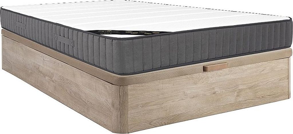 Set 160 x 200 cm Rahmen mit Box natural light + Hybridmatratze 26 cm dick mit 7-Zonen-Taschenfedern und hochelastischem Schaum - Marke AUDACE by PA...