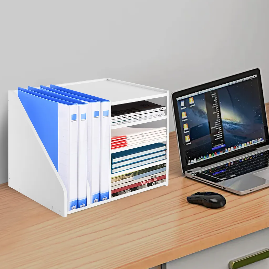 Organiseur de bureau blanc 4+2 compartiments pour tri de documents