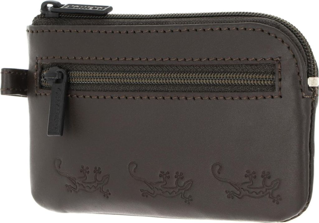 oxmox Leder Schlüsselmäppchen Leather Keyholder Lizard Embossed Brown dunkelbraun