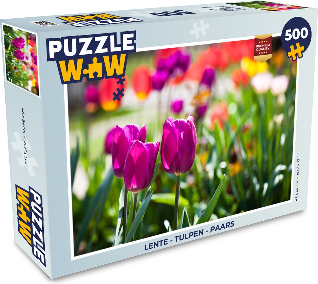 MuchoWow Puzzle 500 Teile Frühling - Tulpen - Lila - 500 Teile - Kinder - Selberbauen - Puzzlespiele
