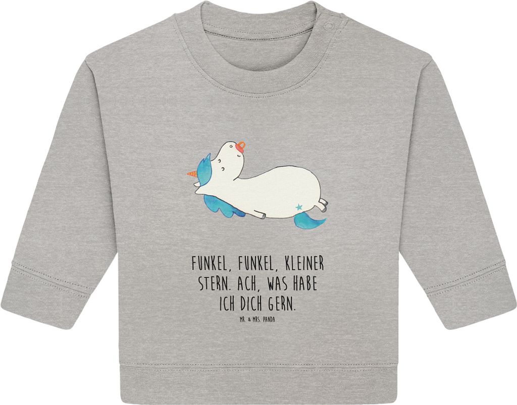 Mr. & Mrs. Panda Organic Baby Pullover Einhorn Schnuller 12. - 18. Monat - Heather Grey - Geschenk, Bullover, Einhörner, Geburtstag, Geburt, Unico...