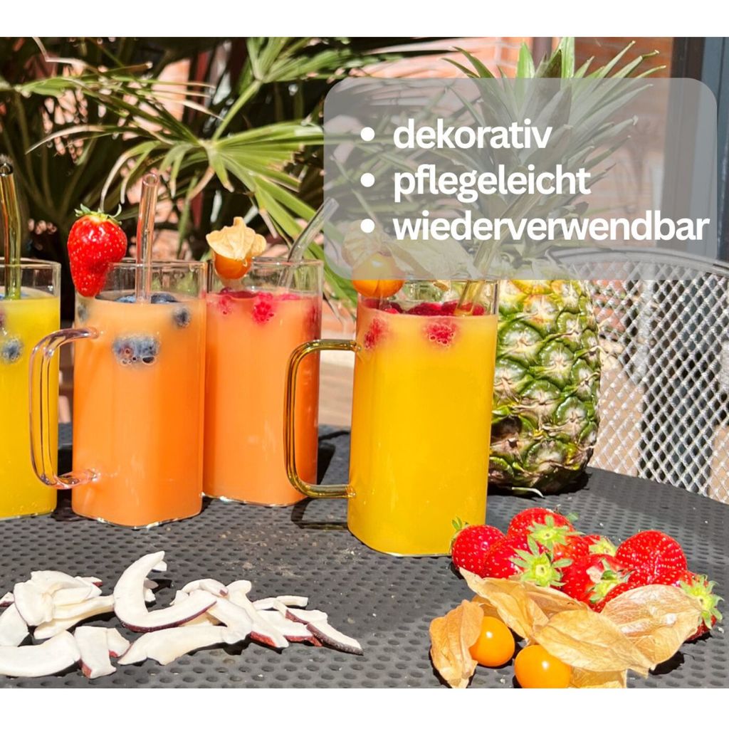 gouveo 6er Set Trinkgläser 350 ml grün mit Henkel, Deckel Produktbild 3