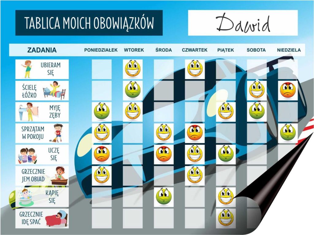 Magnetplaner Motivationstafel Aufgabenliste für Kinder + Emoticons
