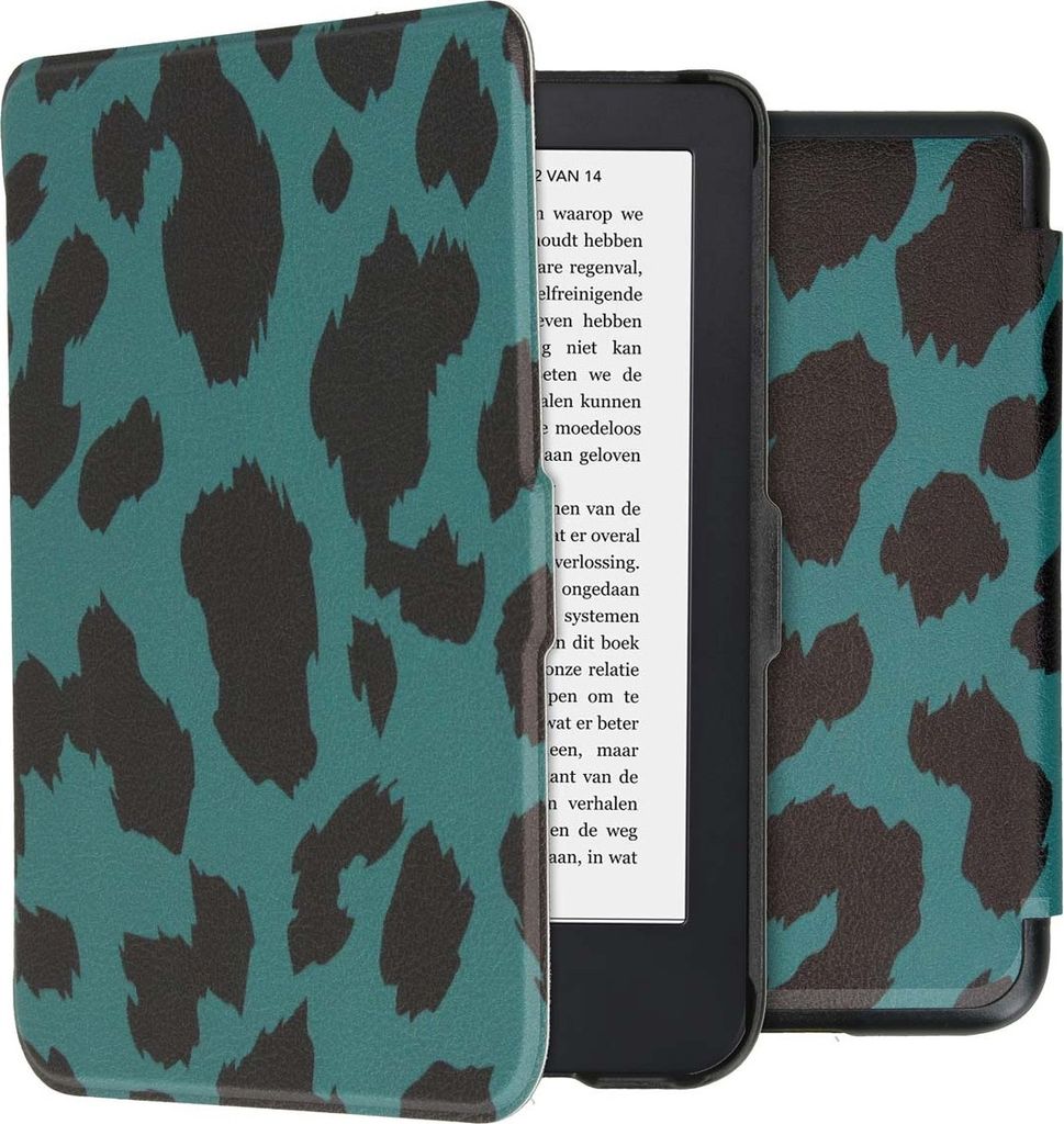 imoshion Design Slim Hard Case Klapphülle Kobo Clara 2E / Tolino Shine 4 - Green Leopard