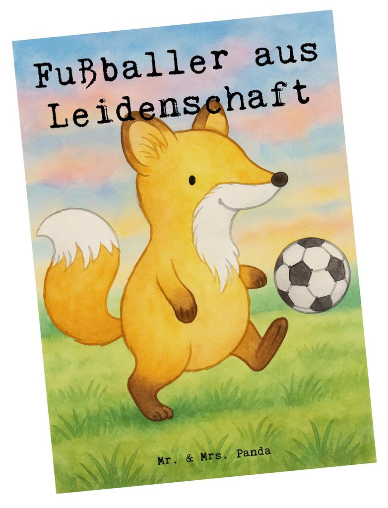 Mr. & Mrs. Panda Postkarte Fußballer Leidenschaft Design - Weiß - Geschenk, Postkarten, Spruch, Beruf, Ansichtskarte, Grußkarte, Fußballwitz, F...