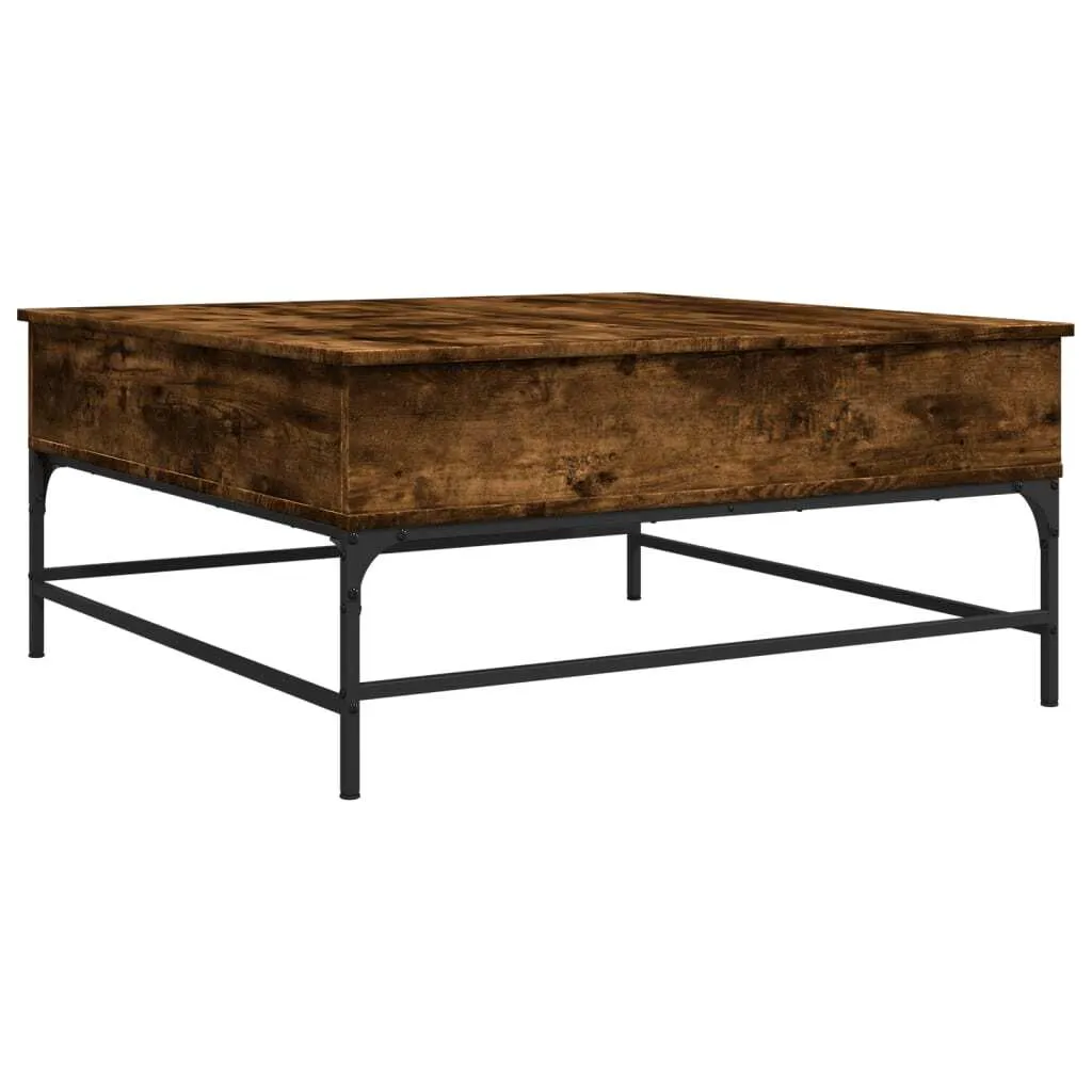SYFAX™ Tavolino Rovere Fumo 95x95x45 cm in Legno Multistrato e Metallo