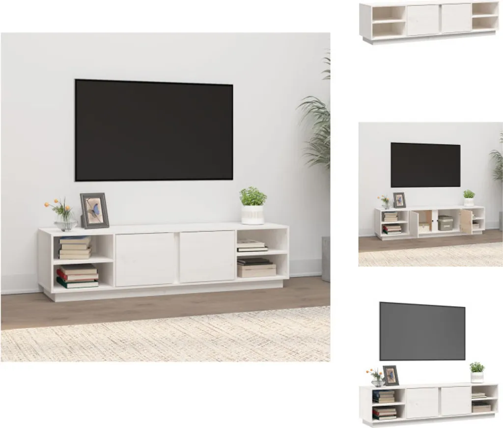 vidaXL Mobile TV Bianco 156x40x40 cm - Pino Massiccio Boho Style