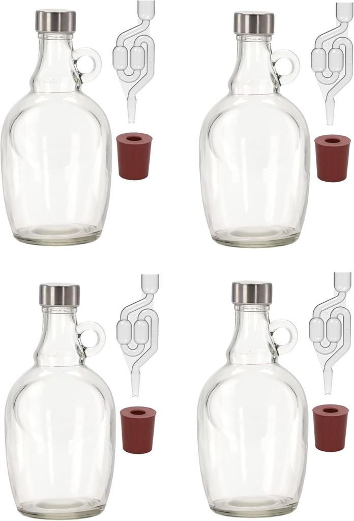 4 x 1L Gärballon mit rundem Griff Rundgriff Flasche Produktbild 