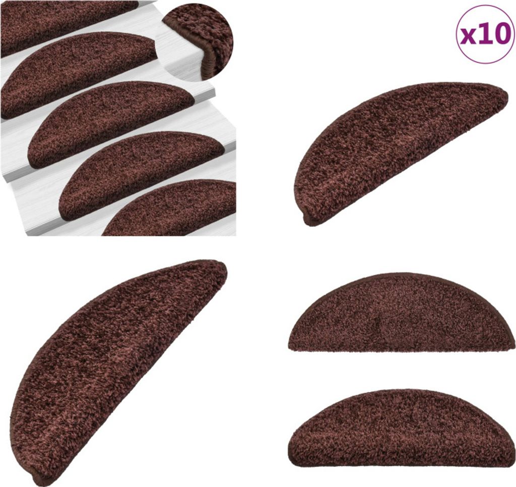 vidaXL Stufenmatten 10 Stk. 65x21x4 cm Braun - Treppenmatte - Treppenmatten - Treppenteppich - Treppenschutz