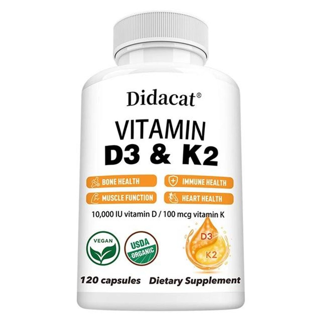 Vitamin D3 + K2 (120 Kapseln) Nahrungsergänzungsmittel, Knochen, Gelenke, Muskeln, Herz, Immunsystem, Körpergesundheit, Gelenkgesundheit