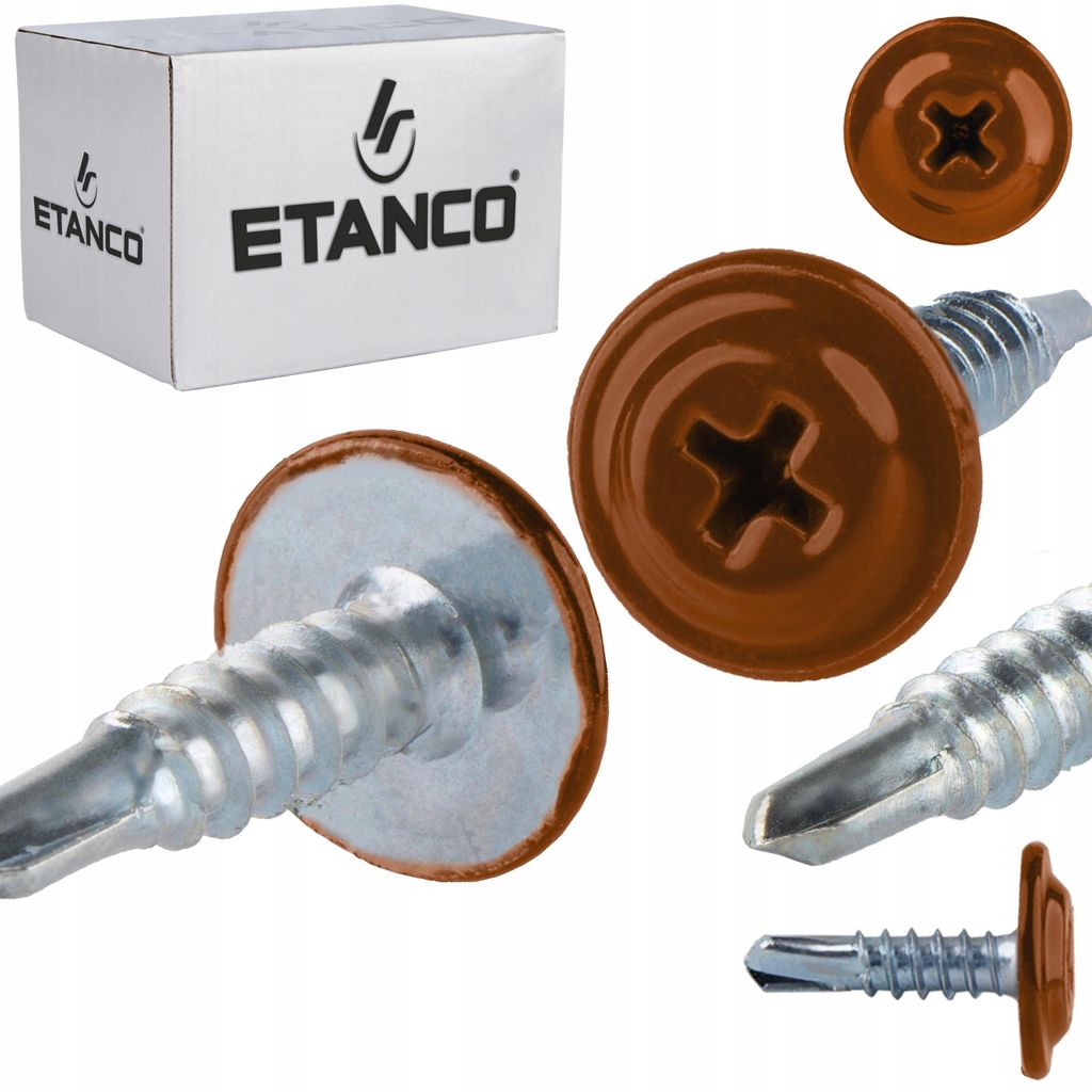 ETANCO GM-B Selbstbohrschrauben für Stahl Dach RAL 8004 Kupferbraun 4,2 x 16 mm 250 Stk.