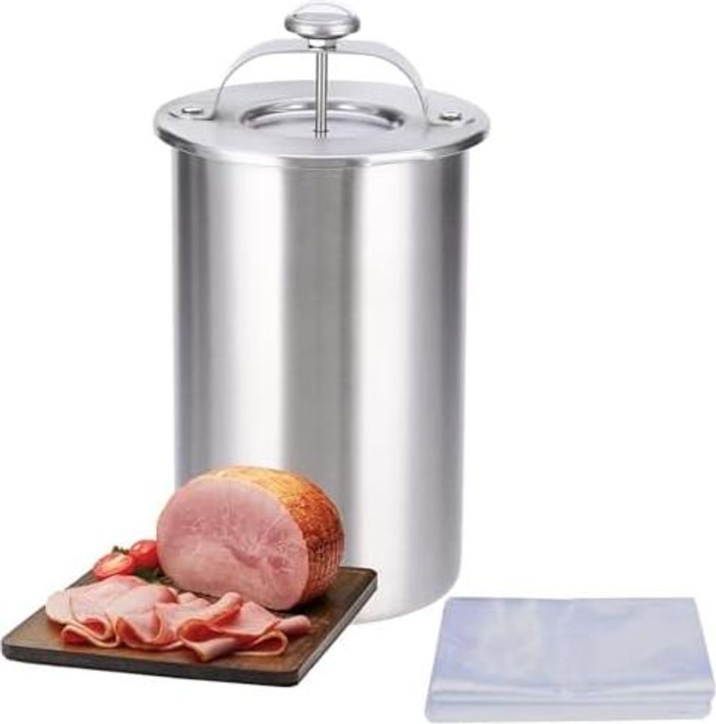MASTER FENG Schinkenmacher, Edelstahl-Fleischpresse, Form für Schinken, Fleisch, Delikatessen, hausgemachtes Mittagessen, Presse mit Thermometer u...