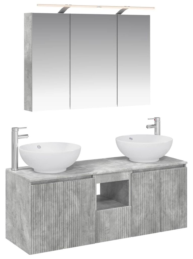 vidaXL Badezimmerschrank-Set 4 pcs Betongrau Holzwerkstoff