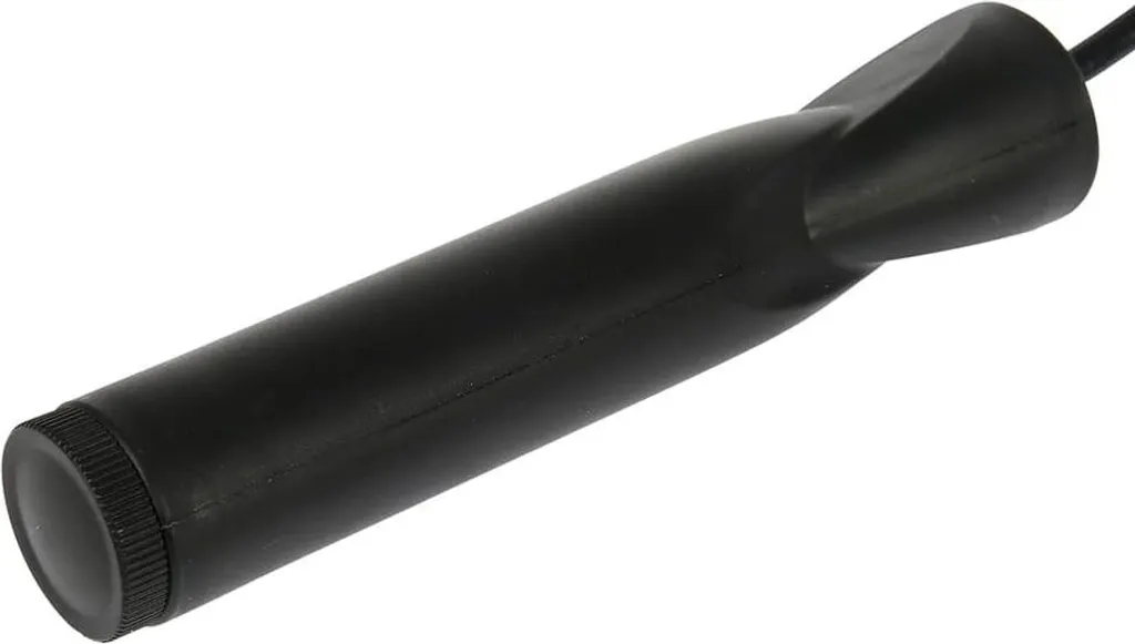 Corde à sauter 280 cm en PVC noir avec poignées lestées et texturées