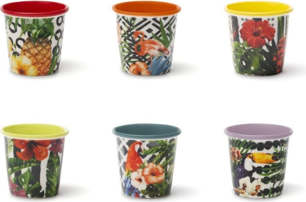 Excelsa Set mit 6 Espressotassen Tropical Chic Porzellan 9 cl Bunt