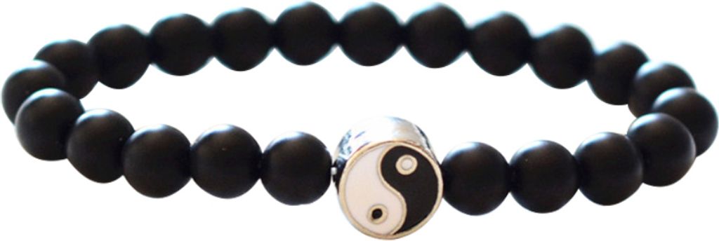 Mode klassische runde Yin Yang Perlen Uni Armband Liebhaber Paar Schmuck Geschenk-Schwarz