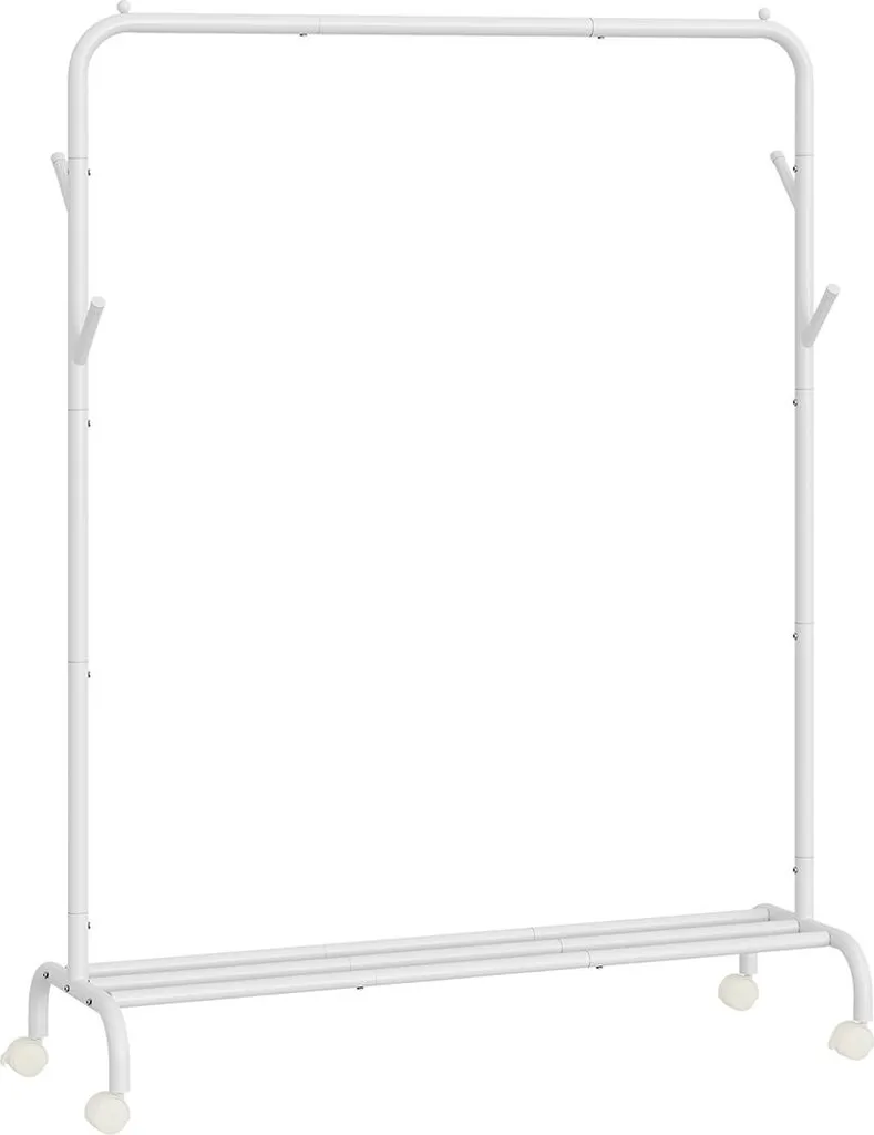 Penderie mobile blanche 103,5 cm, portant à vêtements robuste et chic