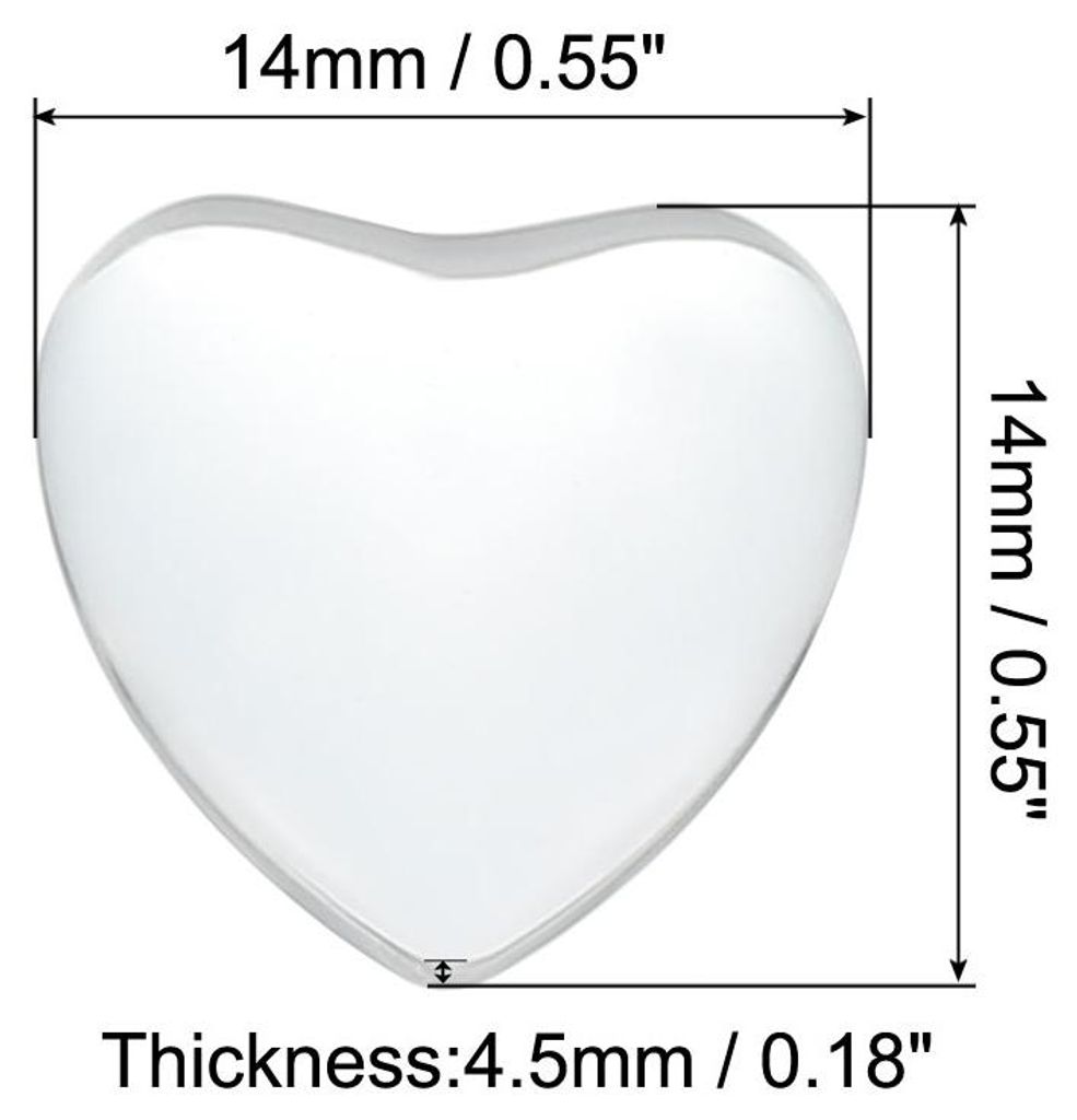 Transparente Glas-Cabochons, 60 Stš¹ck, 14 x 14 mm, herzf?rmige Glaskuppelfliesen zur Herstellung von Fotoanh?ngern und Schmuck, klar