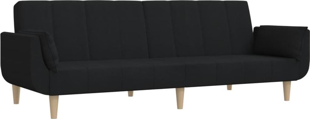 vidaXL Schlafsofa 2-Sitzer mit 2 Kissen Schwarz Stoff