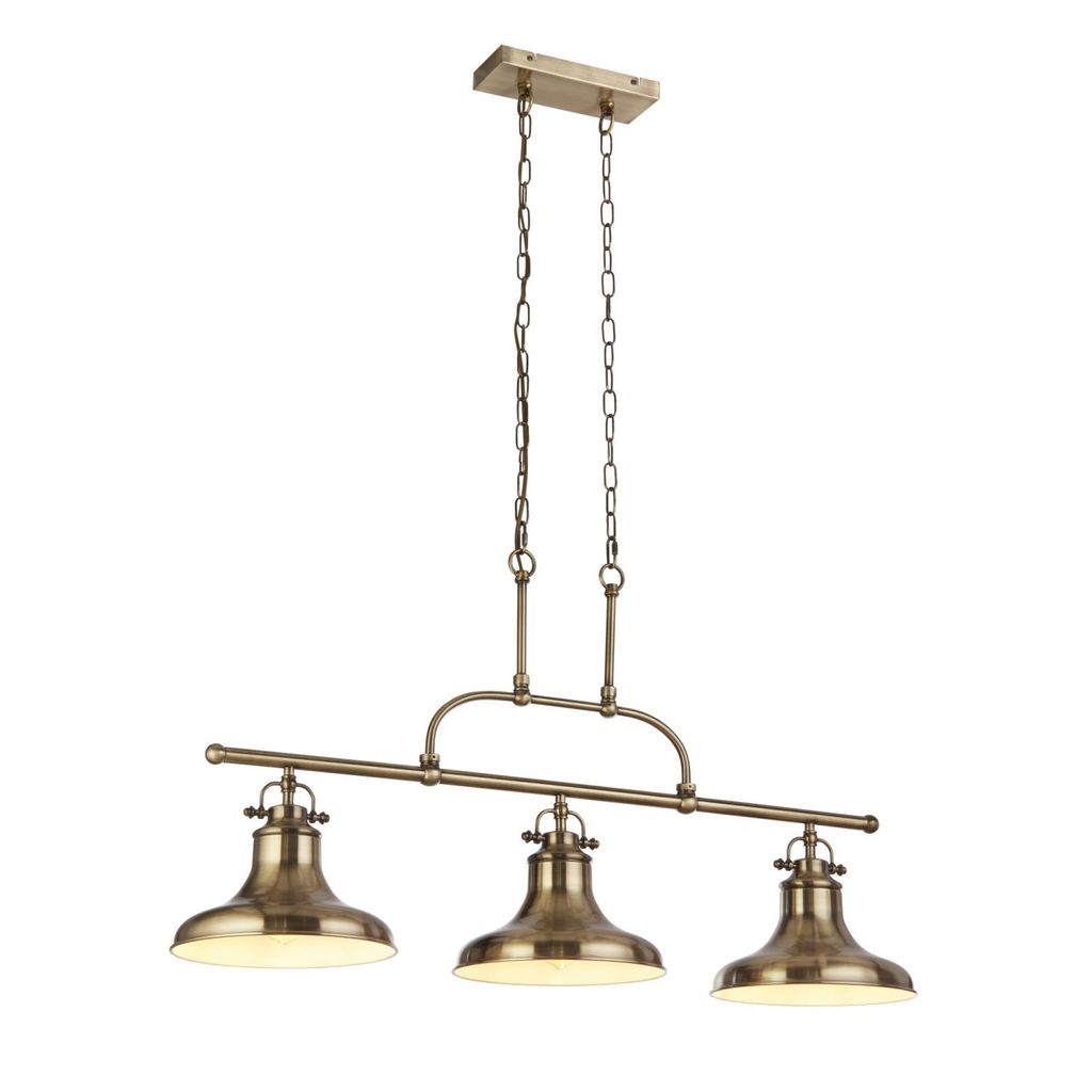 Pendelleuchte Metall H: max. 150 cm in Messing Antik E27 3-flammig länglich Vintage