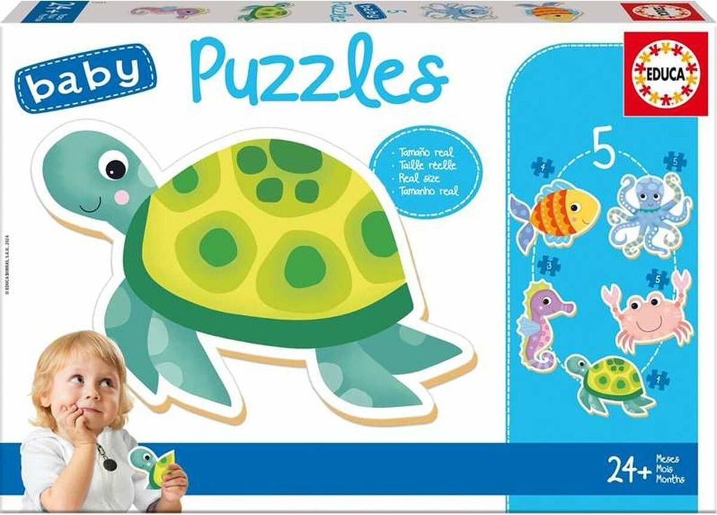 Educa - Baby Puzzles Tiere - 5er Set progressiver Baby Puzzles von 3 bis 5 Teilen. Ab 24 Monaten (19951) EDUCA