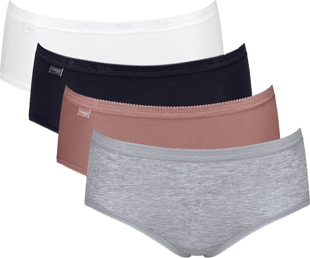 Sloggi Damen-Hüftslip Basic+" 4er-Pack rosenholz/weiß/hellgrau meliert/schwarz 40"