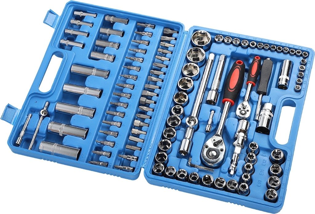 108Teiliger Ratschenschlüssel-Satz 1/4in 1/2in CR40 Stahl Steckschlüssel-Satz Werkzeugkoffer Box Handwerkzeug-Sets