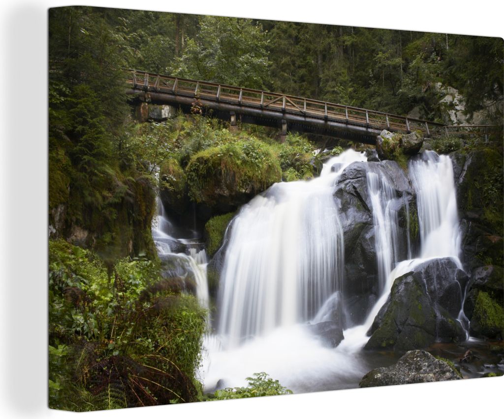 OneMillionCanvasses - Leinwandbilder - 140x90 cm, Wasserfall im Schwarzwald in Deutschland, Wandbilder Kunstdruck Wanddekoration - Foto auf Leinw...