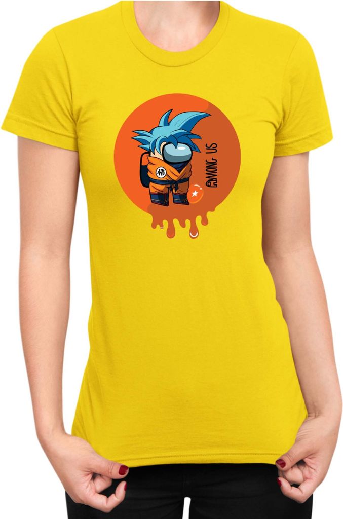 Damen T-Shirt Dragon Anime Manga Ball Z Goku 30, Lady XL / Gelb