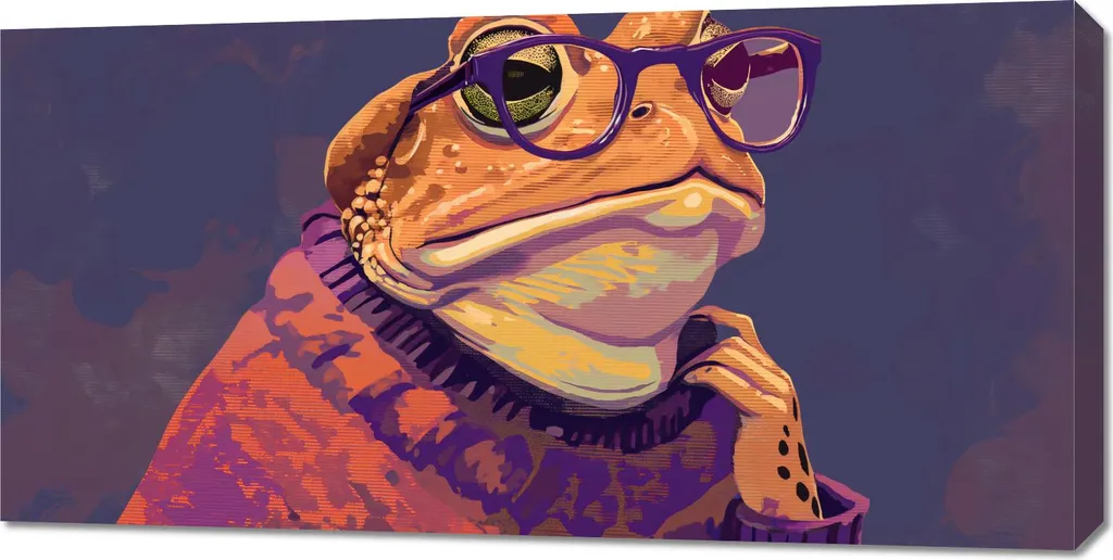 Tableau Image 100 x 50 cm Artiste Hipster Grenouille sur Toile Premium