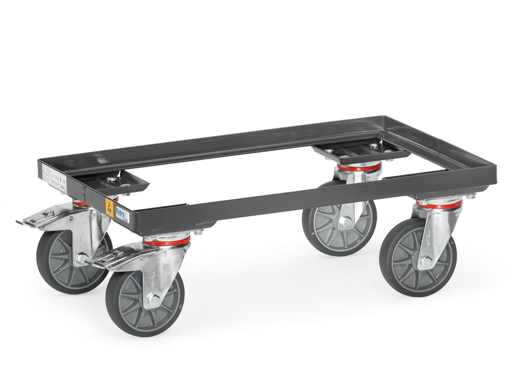 fetra ESD-Eurokasten-Roller, Ladefläche 605 x 408 mm, offene Winkelstahlkonstruktion