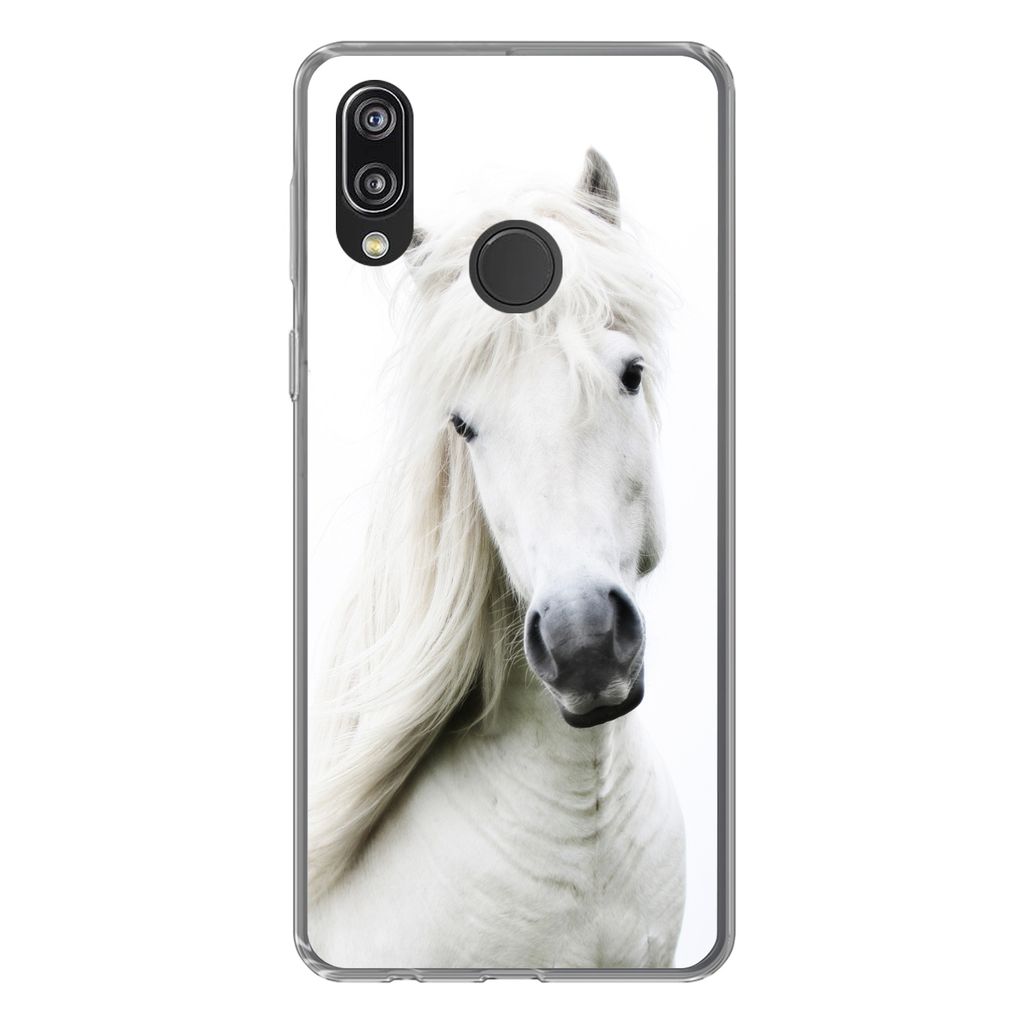 MuchoWow Handyhülle Schutzhülle Hülle für Huawei P20 Lite (2020) Pferde - Nutztiere - Mähnen Silikon Softcase Handy Hülle - Kartenhalter