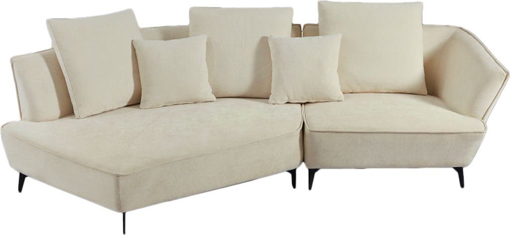 KAWOLA Sofa GARBO Designsofa Stoff cremeweiß links offen